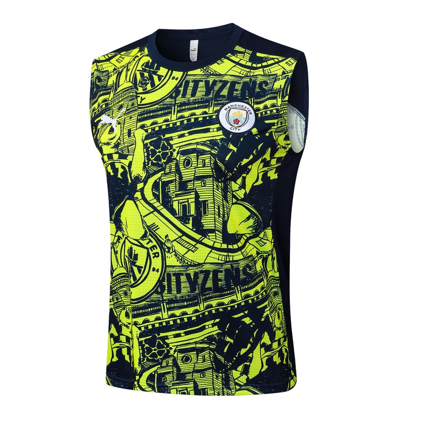 Debardeur Short Manchester City 2024 2025 Jaune Noir – Image 2