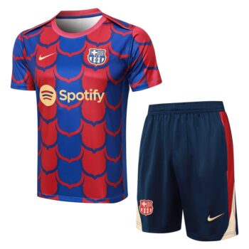 Ensemble Maillot Short Barca 2024 2025 Bleu Rouge
