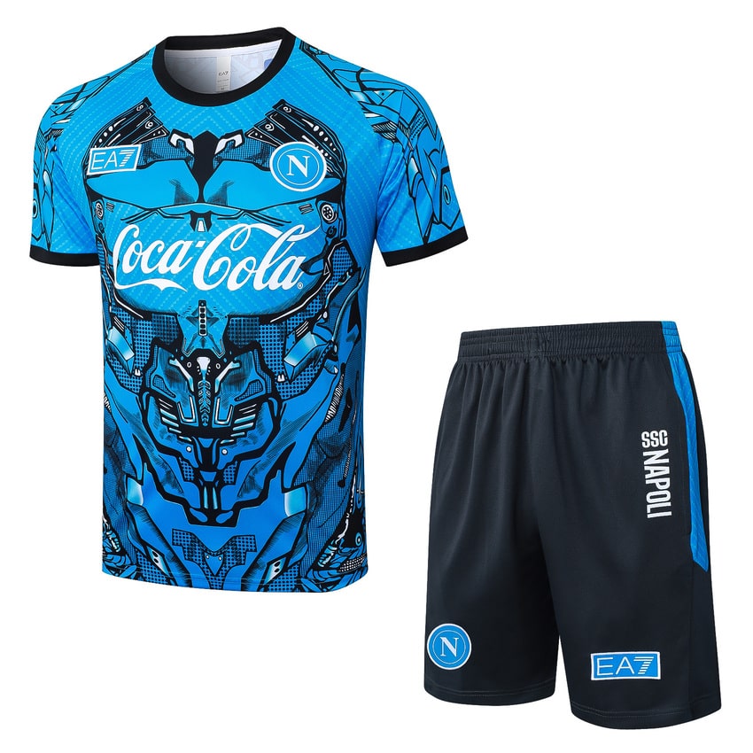 Ensemble Maillot Short Naples 2025 2026 Bleu Motif