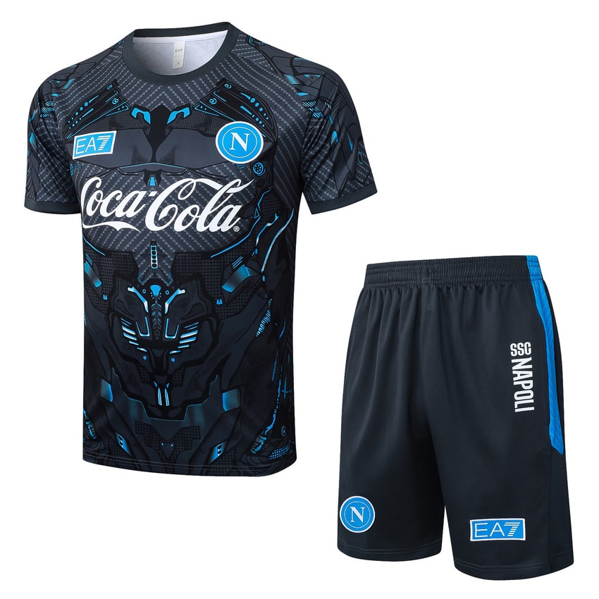 Ensemble Maillot Short Naples 2025 2026 Noir Motif