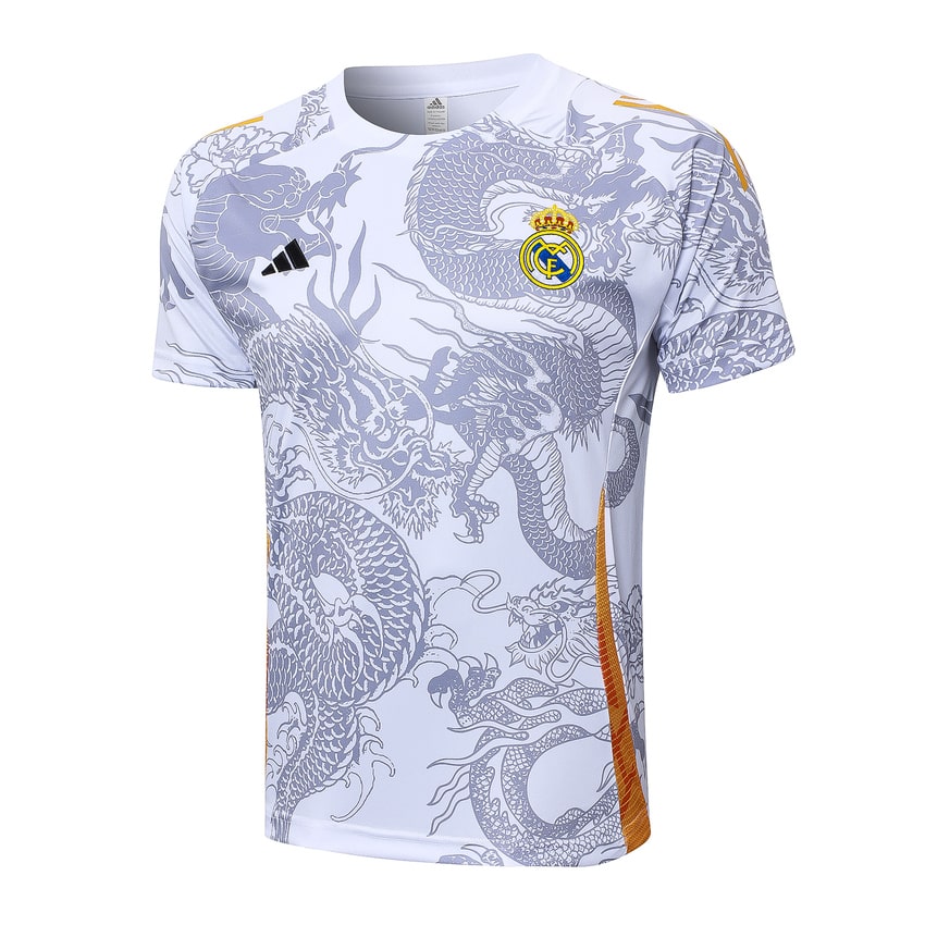 Ensemble Maillot Short Real Madrid 2024 2025 Blanc Dragon Gris – Image 2