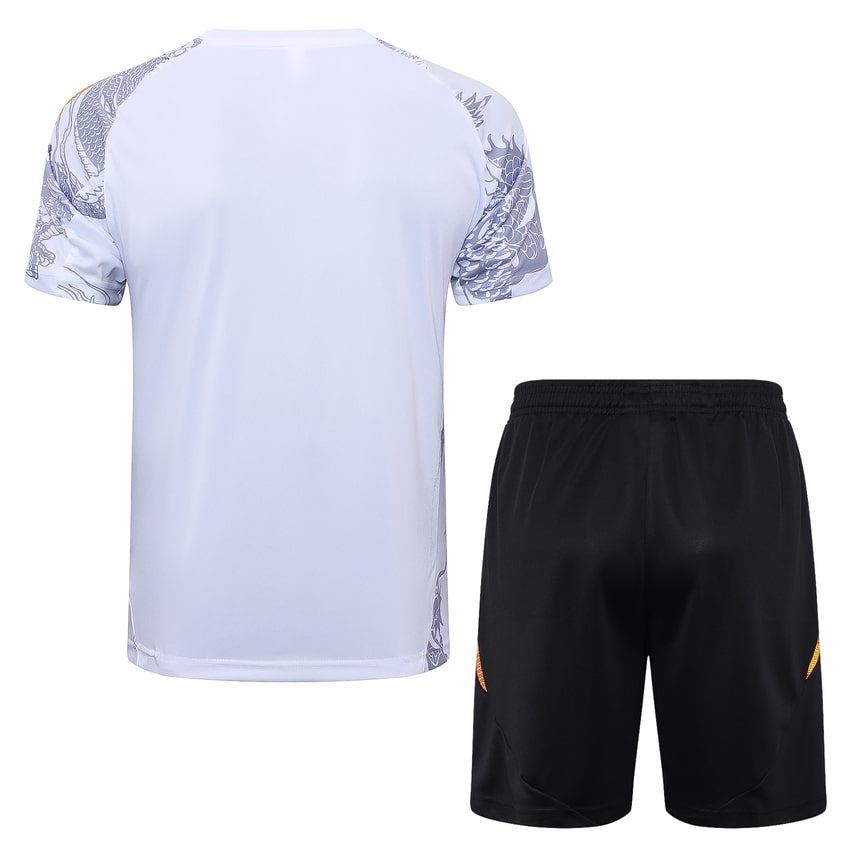 Ensemble Maillot Short Real Madrid 2024 2025 Blanc Dragon Gris – Image 4