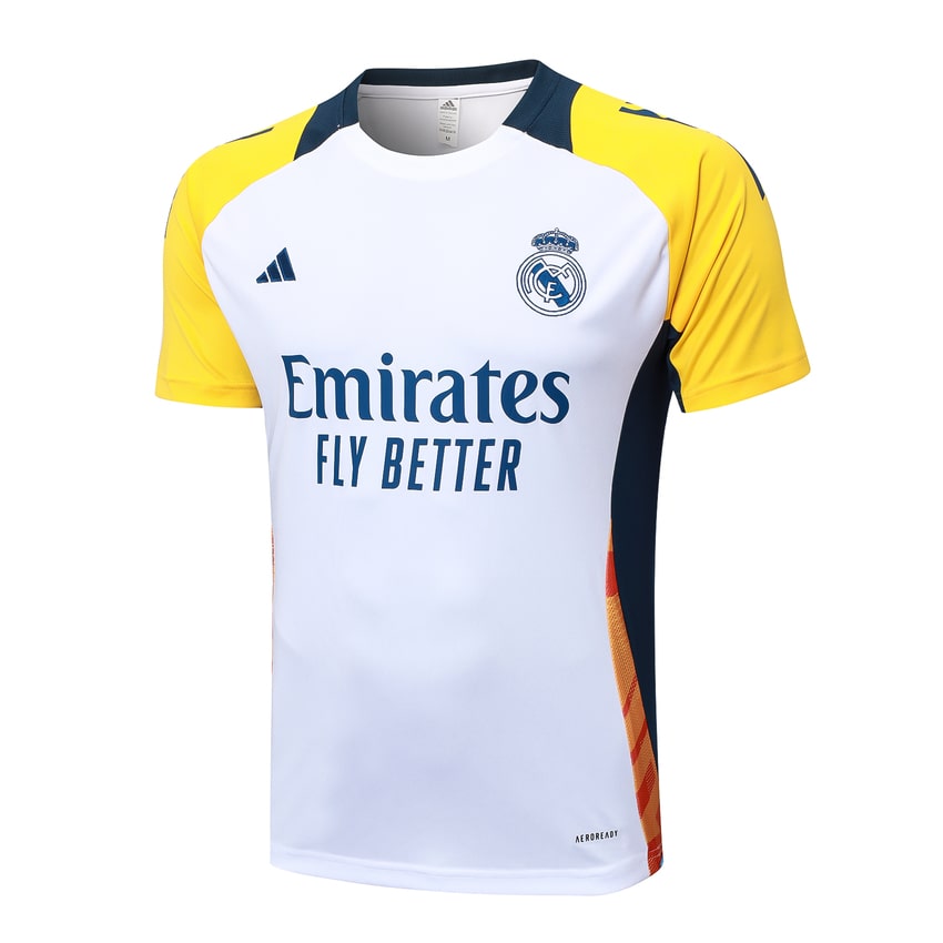 Ensemble Maillot Short Real Madrid 2024 2025 Blanc Jaune – Image 2