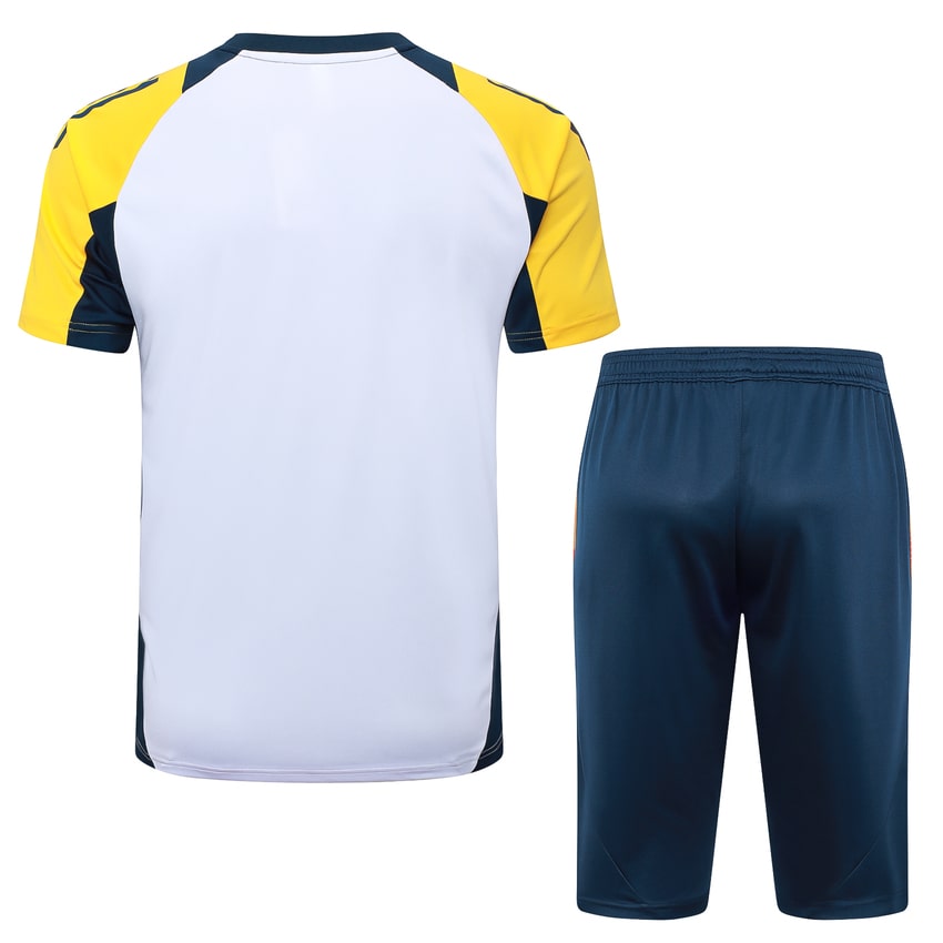 Ensemble Maillot Short Real Madrid 2024 2025 Blanc Jaune – Image 4