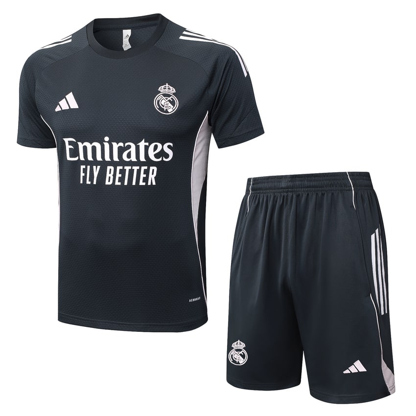 Ensemble Maillot Short Real Madrid 2025 2026 Noir Clair