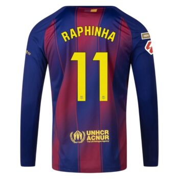 Alternative view of Maillot Barca Domicile 2025 2026 Raphinha Manches Longues La Liga