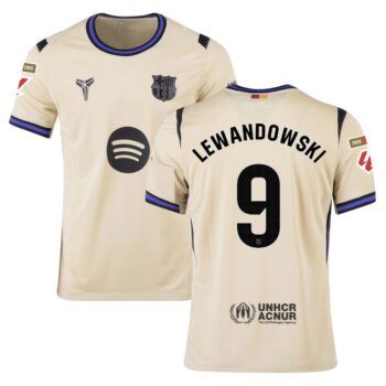 Maillot Enfant Barca Exterieur 2025 2026 Lewandowski La Liga