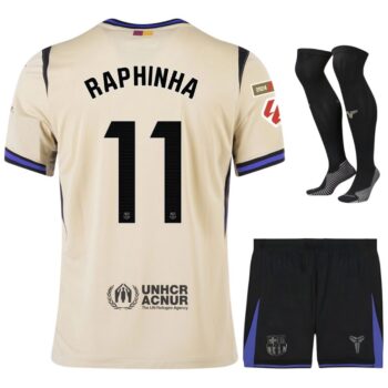 Maillot Kit Enfant Barca Exterieur 2025 2026 Raphinha La Liga