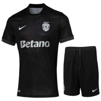 Maillot Kit Enfant Sporting Exterieur 2025 2026 Noir