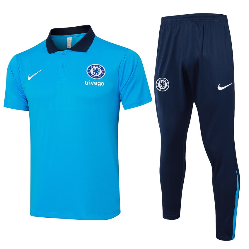 Survetement Chelsea Polo 2024 2025 Bleu Clair