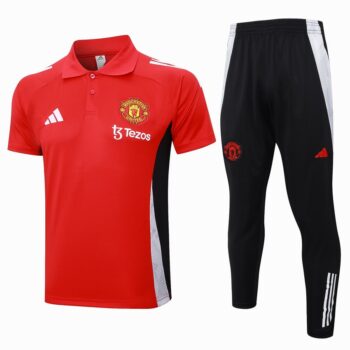 Survetement Manchester United Polo 2024 2025 Rouge Clair
