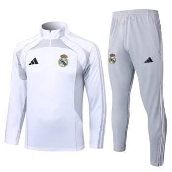 Survetement Real Madrid Training 2025 2026 Blanc Gris